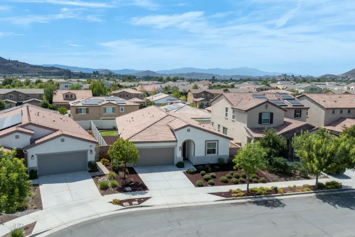 Aerial view of a neighborhood