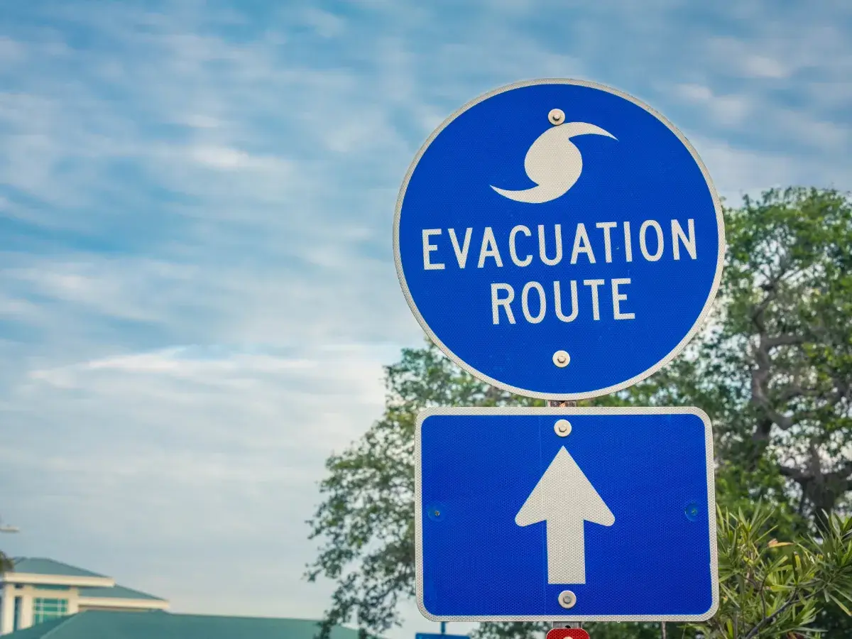 Sign indicating hurricane evacuation route
