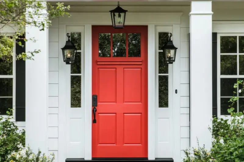 Home with a red front door