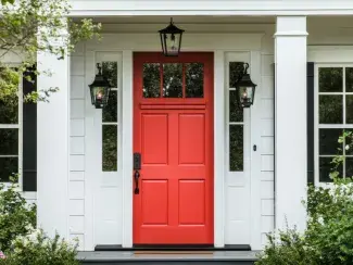 Home with a red front door