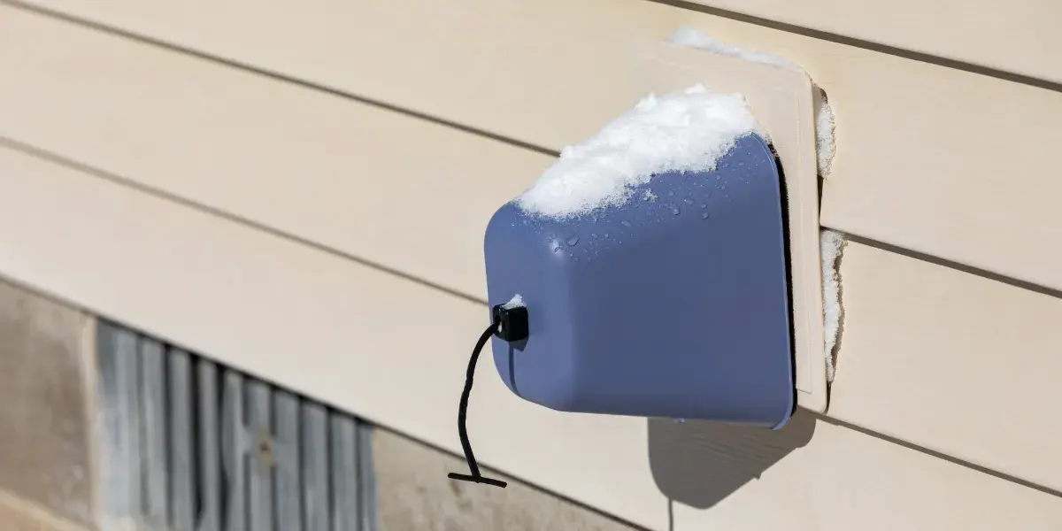 Outdoor faucet with cover in place to prevent frozen pipes