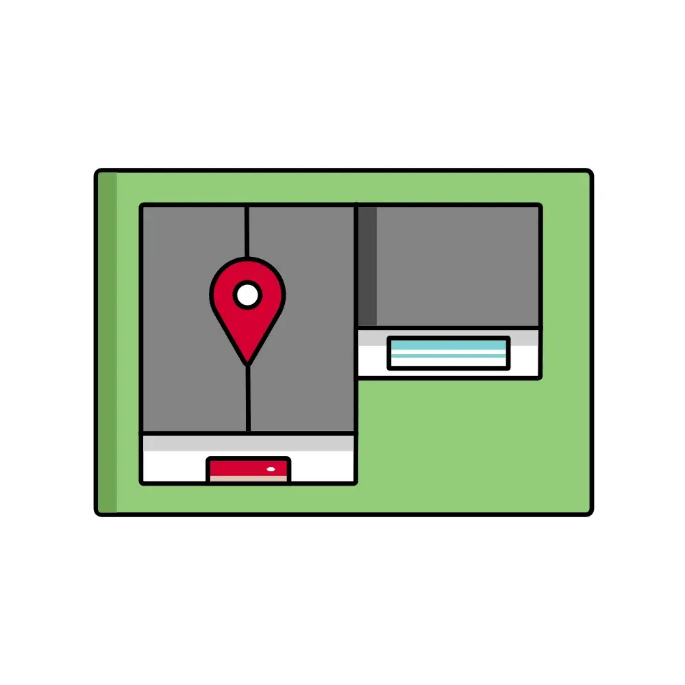 Graphic illustration demonstrating pinpoint locaiton