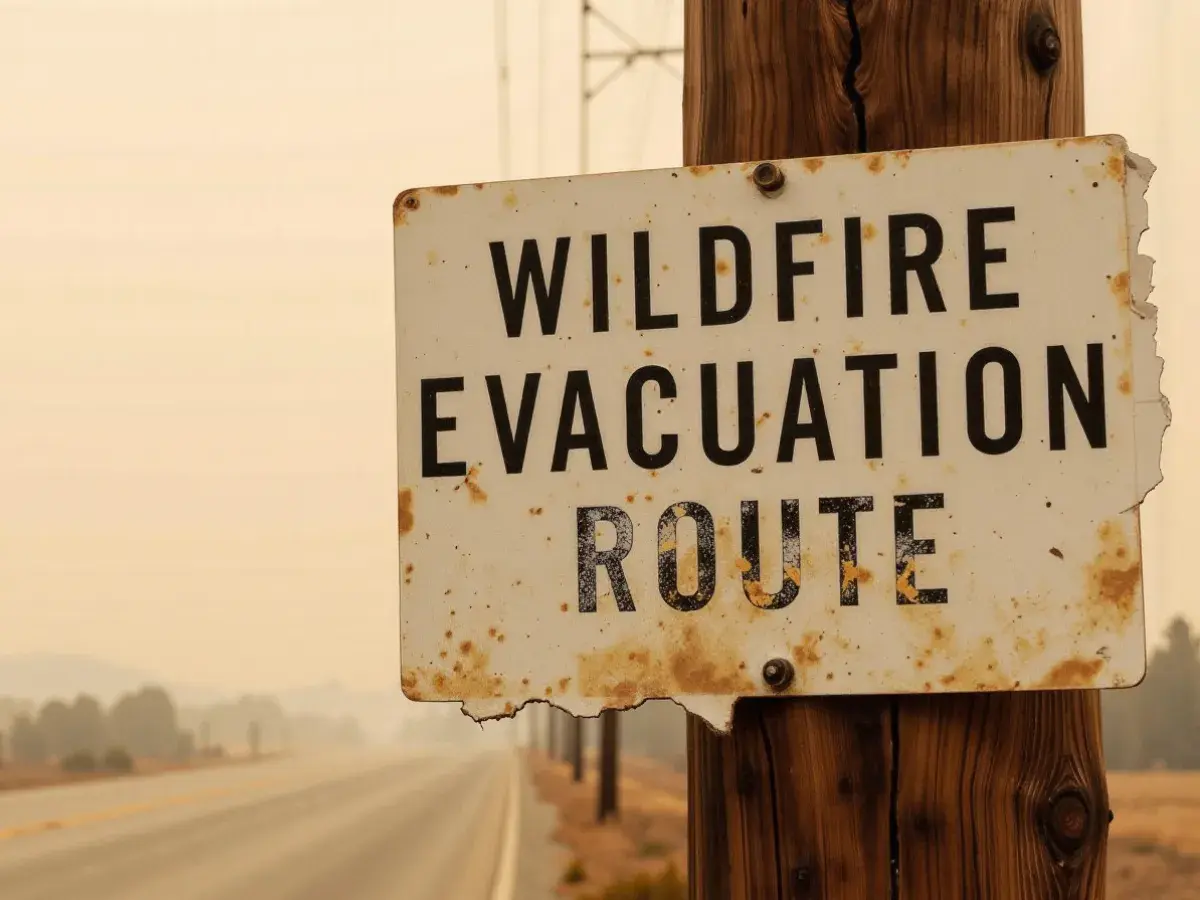 Wildfire Evacuation Route sign