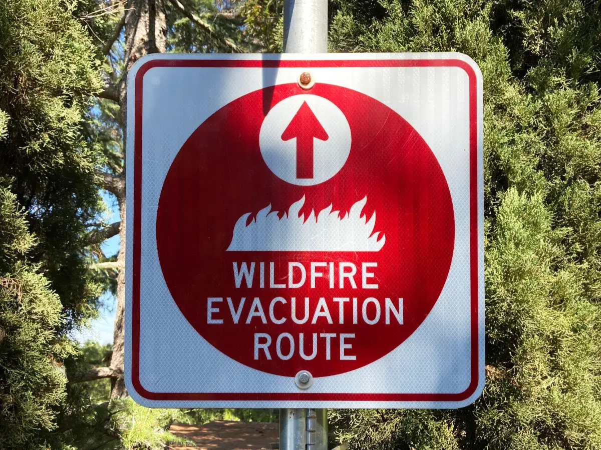 Wildfire Evacuation Route sign